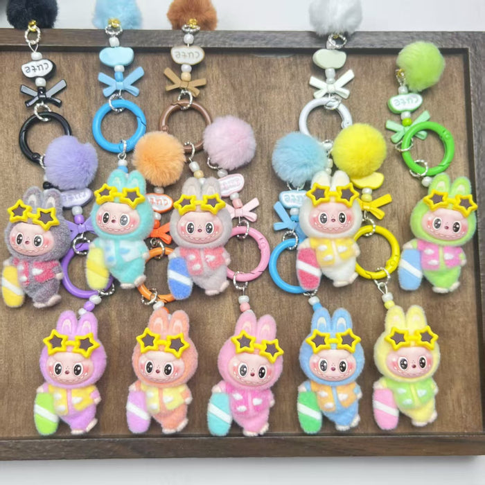 Wholesale flocked cute doll keychain pendant