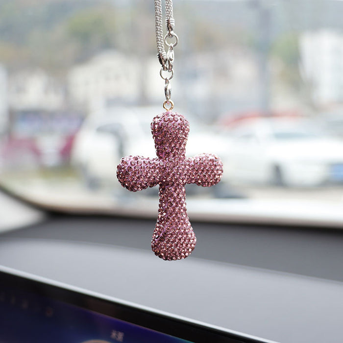Wholesale Simple Black Rhinestone Cross Car Hanging Ornament Interior Decoration Gift