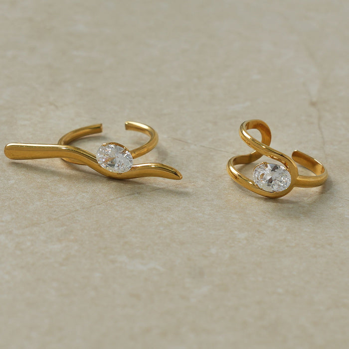 Wholesale Stainless Steel Geometric Line Open Ring Simple Niche Design Hand Jewelry