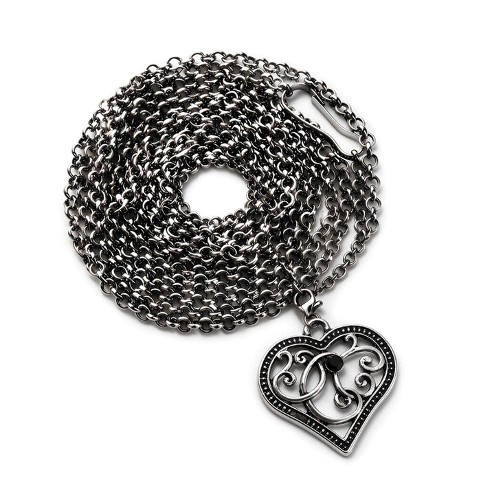Wholesale Gothic Vintage Heart Pendant Long Chain Necklace Alloy Electroplated Red Women S Layering Jewelry Gift