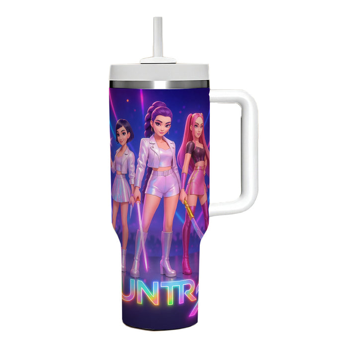 Wholesale Tumbler 40oz K-POP Printed Vacuum Stainless Steel Car Ice Bullies Cup with Handle
