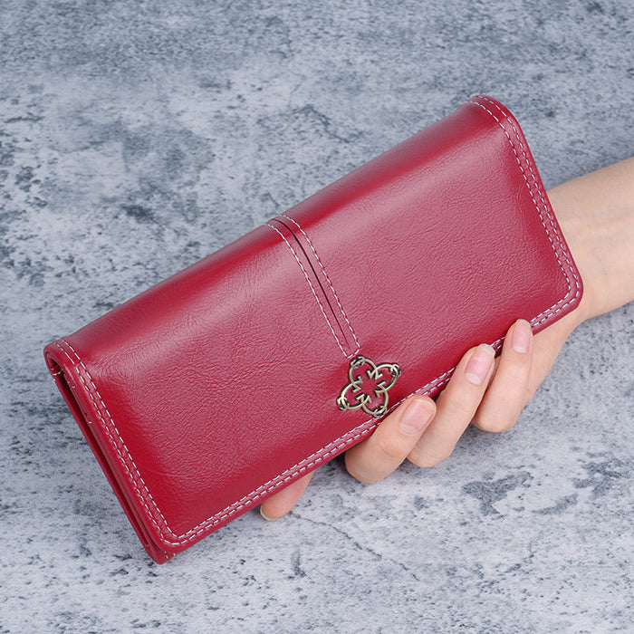 Wholesale Retro Women' s Long PU Wallet Zipper Clutch Fashion Accessory