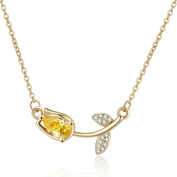 Wholesale Tulip and rose flower necklace niche design high-end bow accessories wholesale