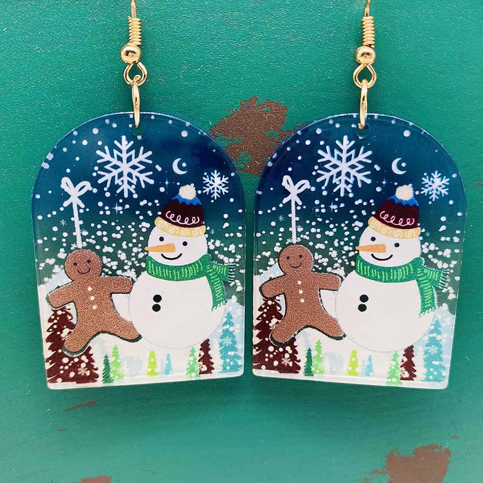 Wholesale Christmas Acrylic Santa Claus Asymmetric Earrings JDC-ES-Chengy042