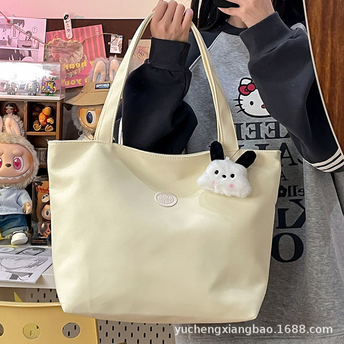 Wholesale Solid color casual versatile shoulder bag large capacity student handbag commuting to class tote bag