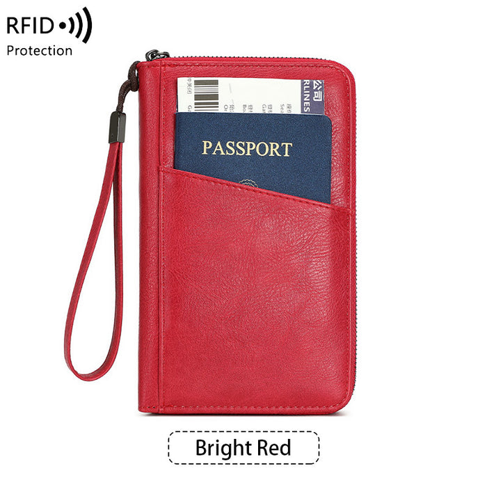 Wholesale RFID Anti-magnetic Zipper Passport Multifunctional Wallet