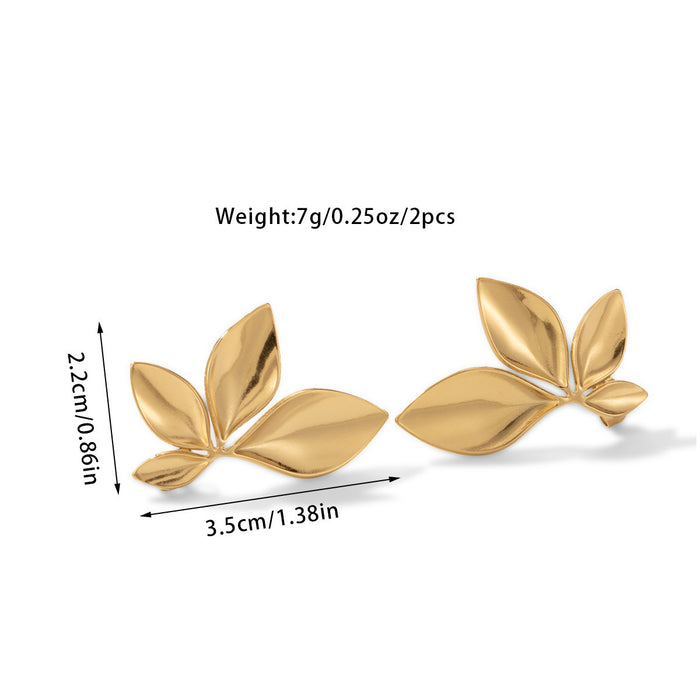 Wholesale Women's Metal Flower and Leaf Earrings Gold Plated Earrings