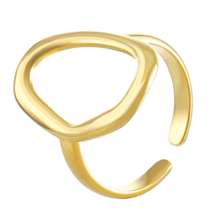 Wholesale Stainless steel ring hollow geometric oval opening ring versatile and simple ring