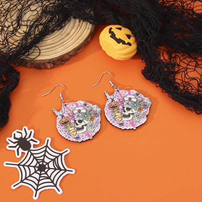 Wholesale  earrings creative personality funny wooden ghost cartoon earrings