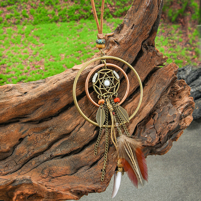 Wholesale Retro Bohemian Tassel Pendant Necklace Zinc Alloy Electroplated Geometric Pendant MOQ≥2