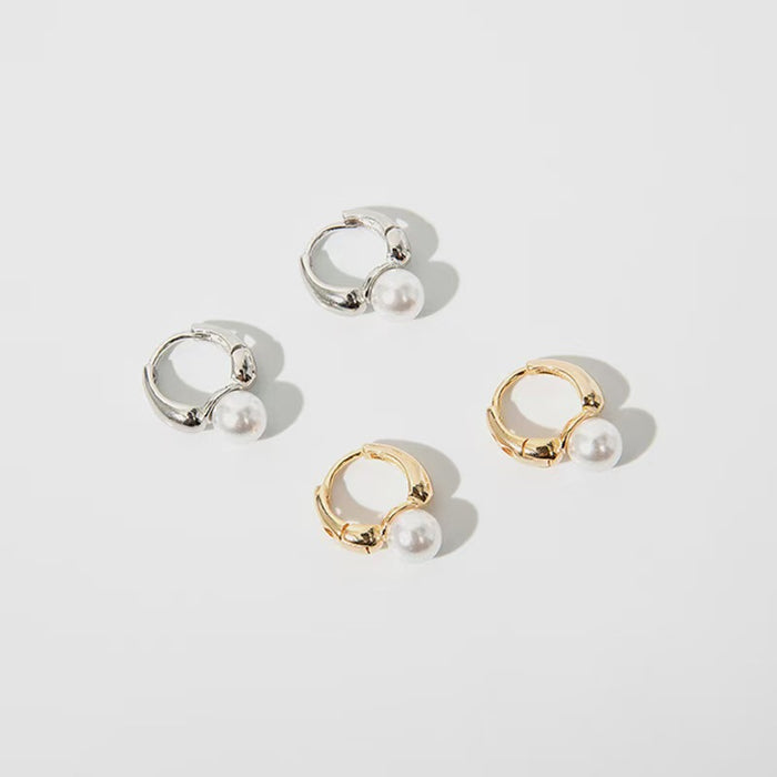 Wholesale Minimally designed earrings with retro style ear loops and high-end feel, imitating pearl earrings