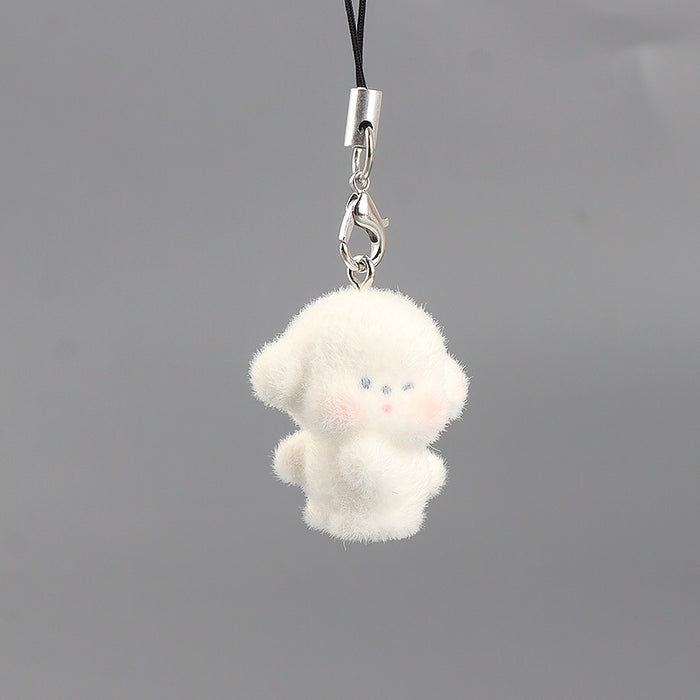 Wholesale 3D Flocked Resin Dog Keychain