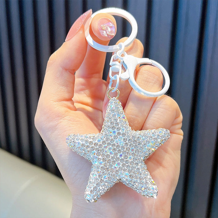 Wholesale Full Diamond Five-pointed Star Alloy Keychain JDC-KC-WoA030