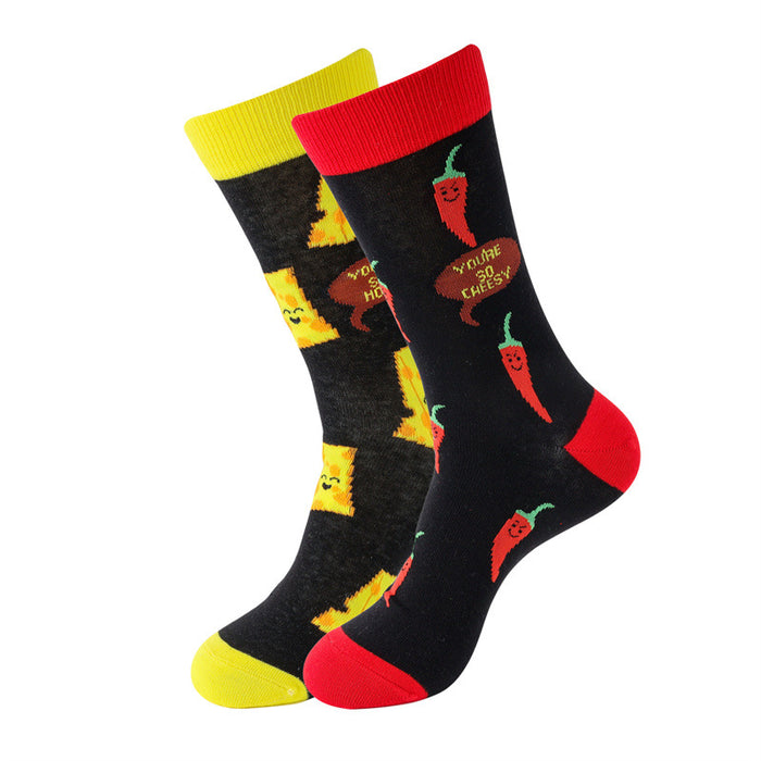 Wholesale Hamburger French Fries Cartoon Cotton Middle Socks JDC-SK-HuiHe047