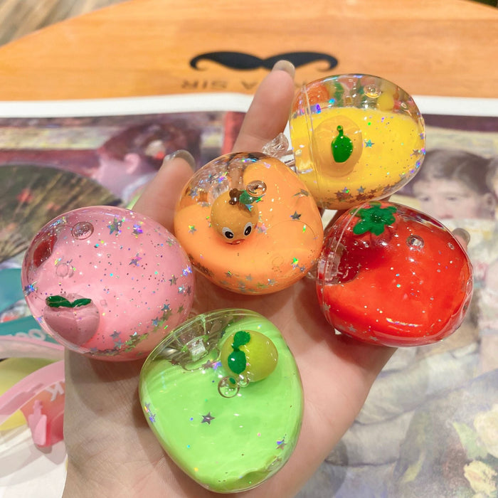 Wholesale Oil Floating Fruit Series Quicksand Apple Keychain JDC-KC-ShuoT010