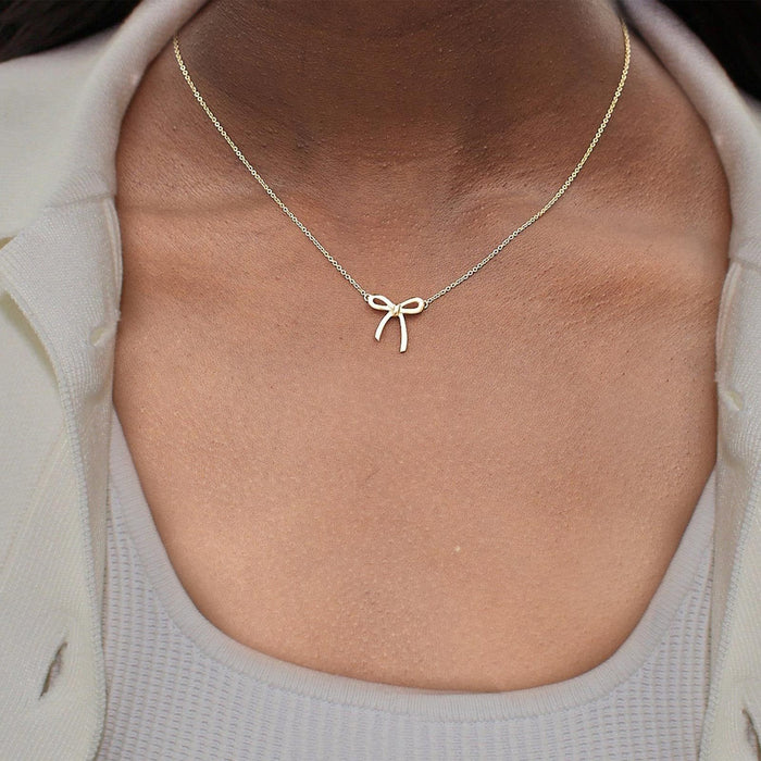 Wholesale New bow necklace, collarbone chain, light luxury, niche design, pendant, temperament necklace