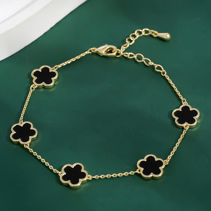 Wholesale Five Leaf Clover Alloy Bracelet JDC-BT-ZhuoM010