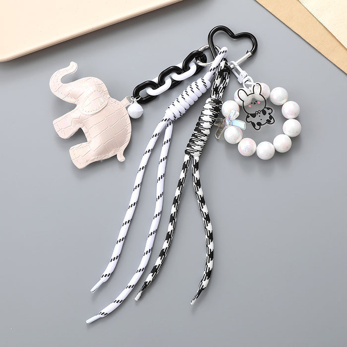 Wholesale Leather bow heart pendant luggage keychain lanyard accessories single buckle tassel pendant accessories