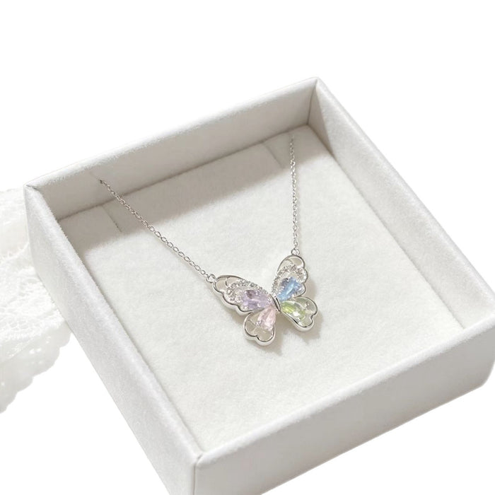 Wholesale Colorful Butterfly Gold-Plated Copper Clavicle Necklace Trendy Fashion Accessory