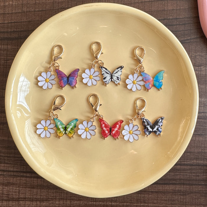 Wholesale Colorful enamel butterfly and  keychains
