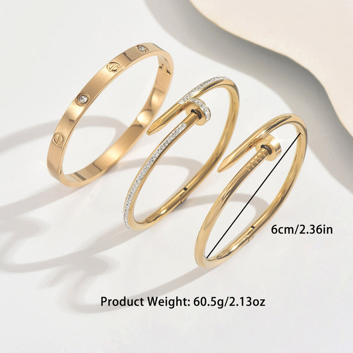 Wholesale Chic Starry Nail Bangle Titanium Steel Full Crystal Bracelet Fashion Jewelry Accessory