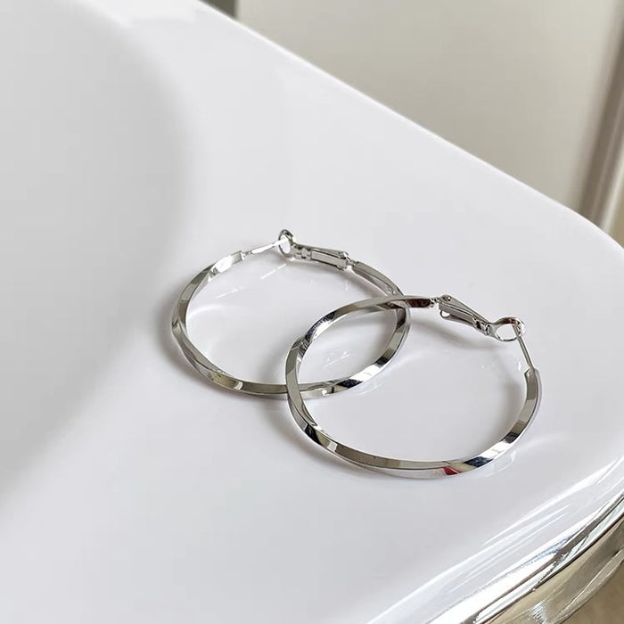 Wholesale Silver needle earrings with circular earrings, light luxury and high-end feel. Exaggerated large earrings and earrings