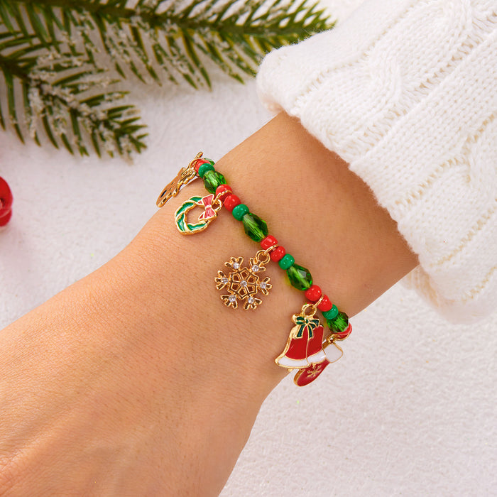 Wholesale Beaded bracelet Christmas festive elk  crutches snowflake gloves Christmas bracelet