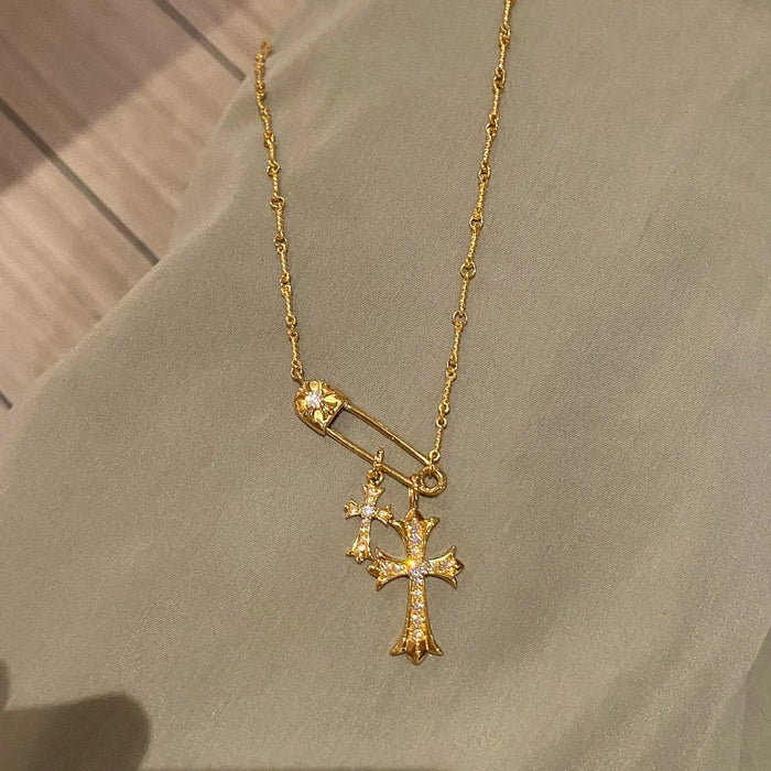 Wholesale Gold Cross Pendant Necklace Fashion Jewelry Accessory Gift For Women