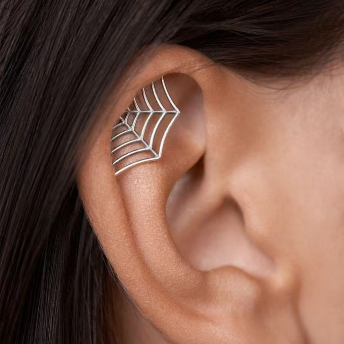Wholesale Electroplated Gold Gothic Earrings Web Geometric Moon Shape
