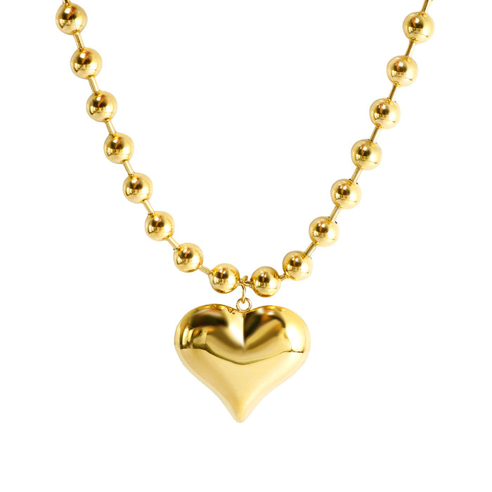 Wholesale Love necklace, fashionable and luxurious, electroplated smooth steel ball chain, peach pendant, stainless steel necklace