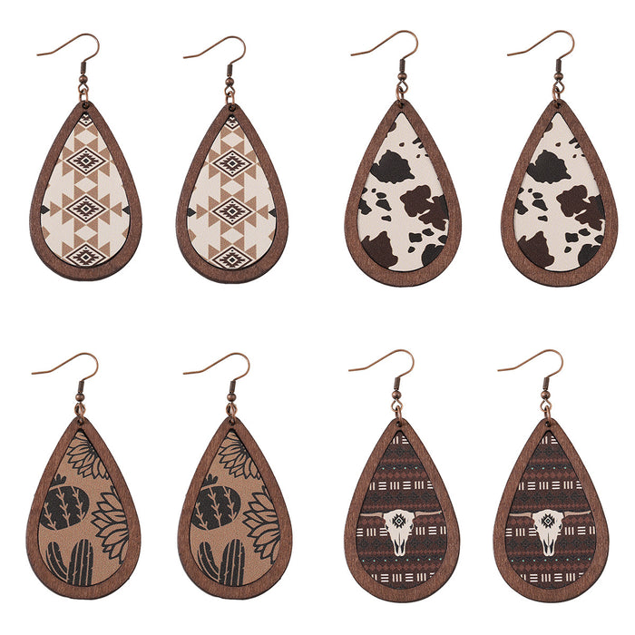 Wholesale Printed Water Drop Drop Earrings JDC-ES-ChuLian007