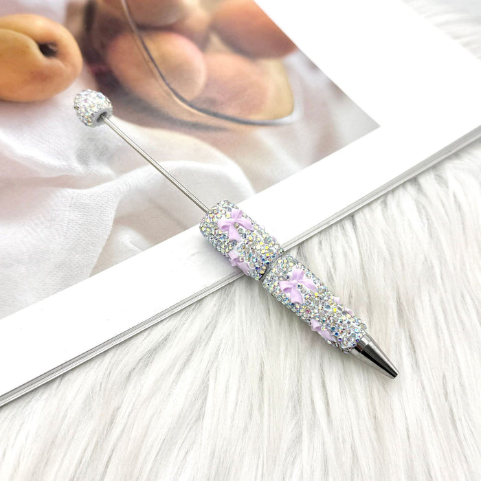 Wholesale Rhinestone Bow Beaded Pen – DIY Creative Ballpoint Pen for Office,  minimum quantity: 2