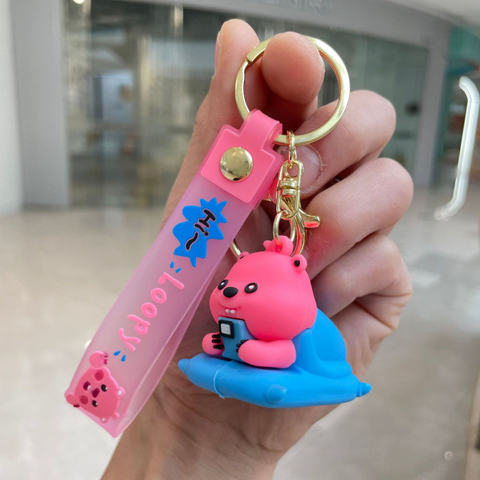 Wholesale Leisure Little Beaver Keychain Cartoon Doll Cute Backpack Pendant Car Keychain Pendant Small Gift