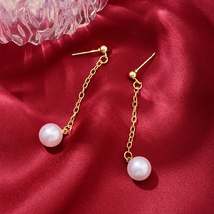 Wholesale Pearl tassel earrings, simple, light, luxurious, fashionable, versatile, personalized, medium to long bean earrings, earrings, earrings, pendants, accessories