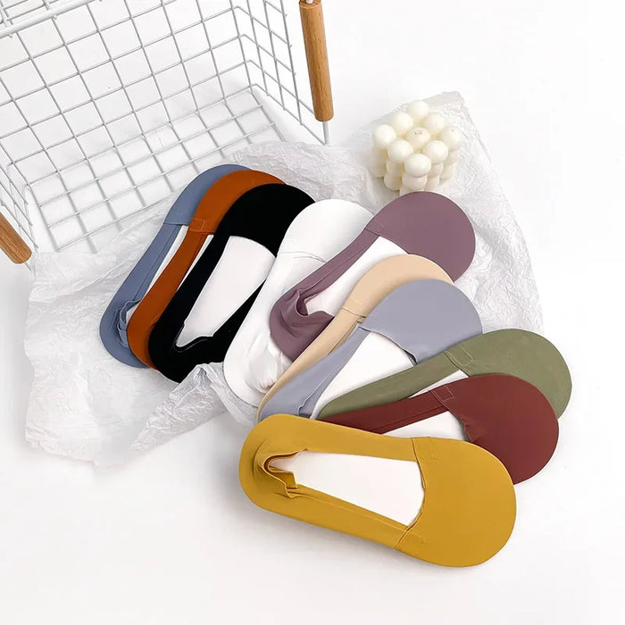 Wholesale Socks, boat socks, shallow mouth, invisible ice silk, transparent towel, breathable bottom, sweat absorbing silicone, non shedding heel socks