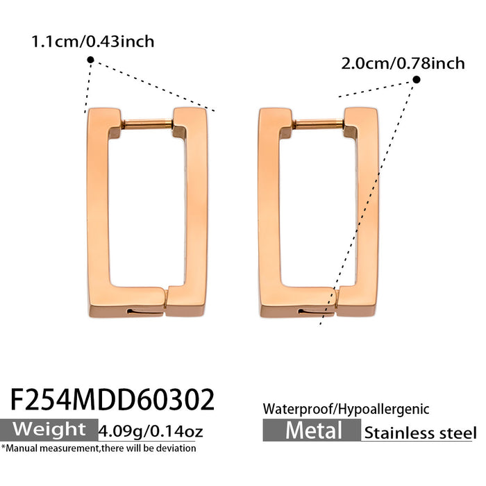 Wholesale Minimalist Geometric Rectangular Stainless Steel Hoop Earrings