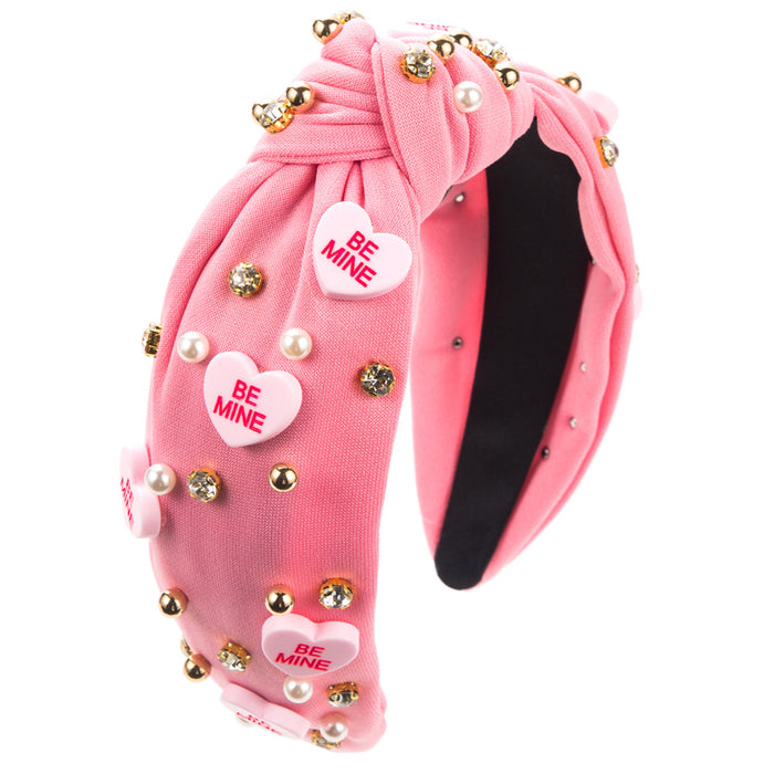 Wholesale Heart-shaped headband with rhinestones and pearls for Valentine' s Day