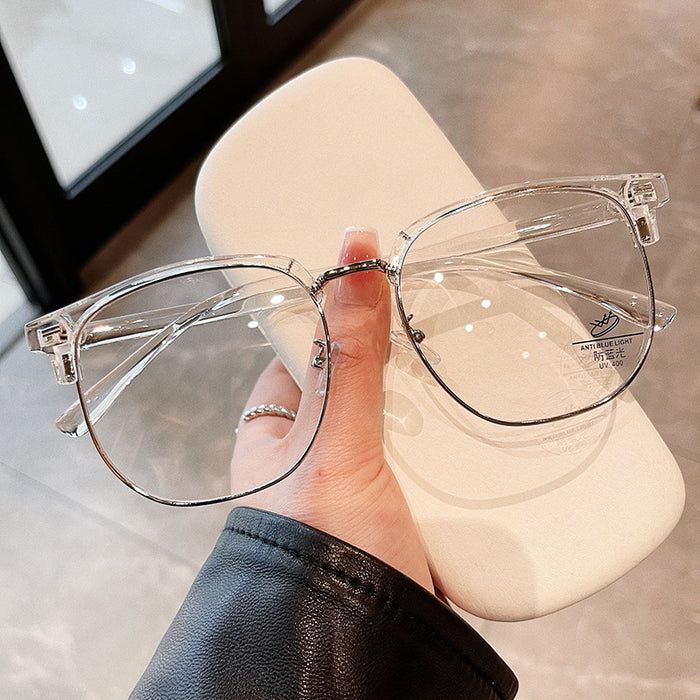 Wholesale Eyeframe, frame, large face, half frame, flat mirror, can be paired with myopia lenses