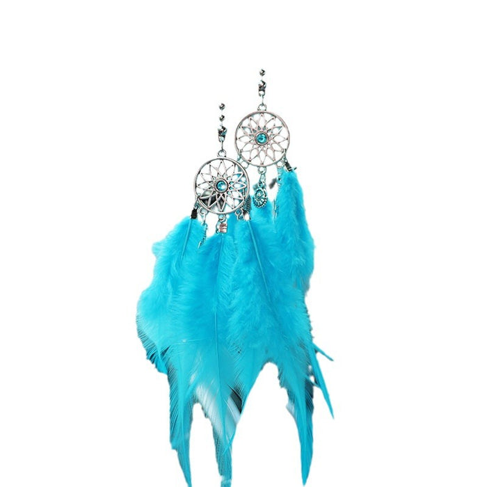 Wholesale Alloy White Feather Dream Catcher Car Hanging Decoration Rearview Mirror Pendant