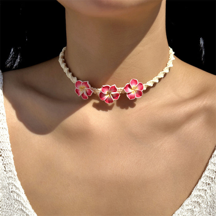 Wholesale Soft Clay Flower Shell Beach Necklace and Bracelet Set Summer Vacation