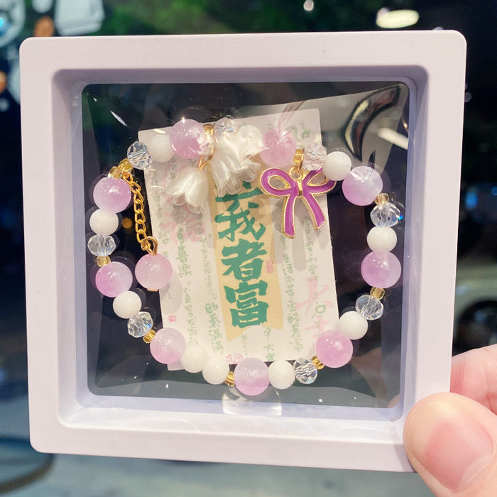 Wholesale Lily of the Valley Bow Glass Electroplated Bracelet