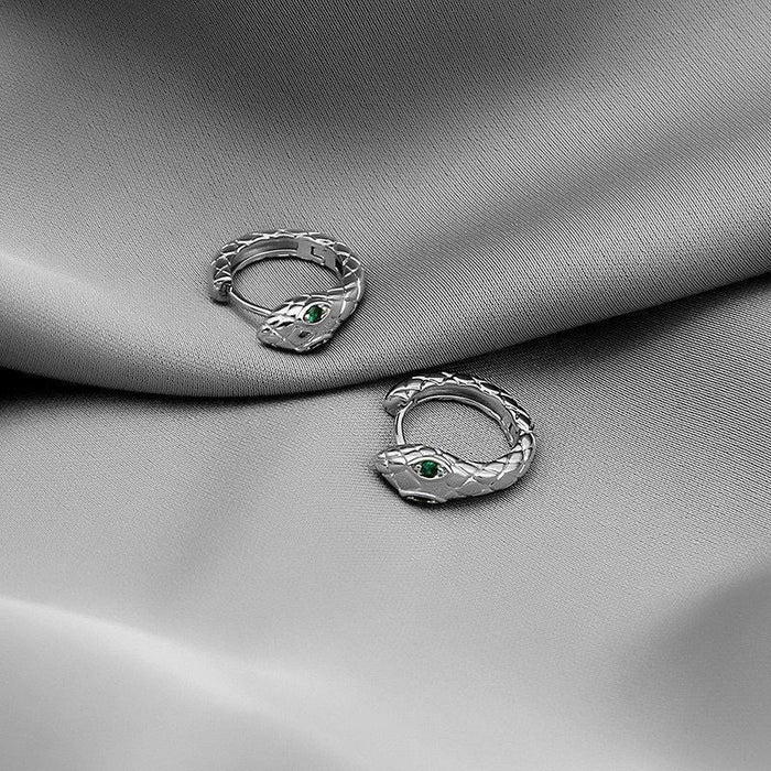 Wholesale Vintage ear buckle design, compact and mini silver needle zircon snake earrings