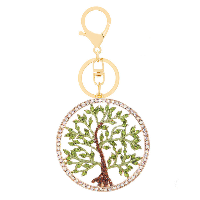 Wholesale Tree of Life Color Diamond Hollow Alloy Keychain JDC-KC-ChaoK051