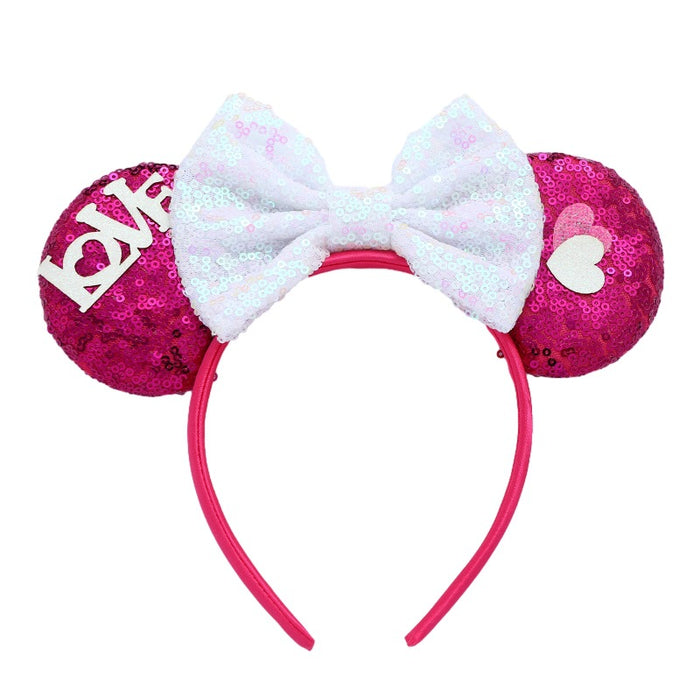 Wholesale Valentine's Day Sequin Bow Headband Cartoon Love Fabric Headband JDC-HD-MeiY009