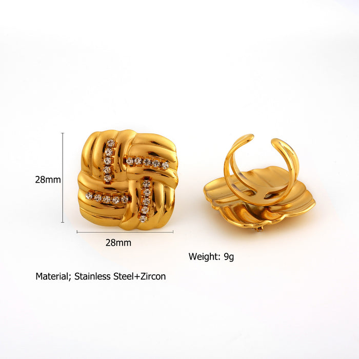 Wholesale Original Design Stainless Steel Square Earrings Set with Zircon, Light Luxury and High Grade Jewelry
