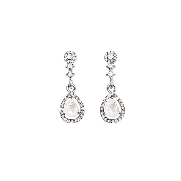 Wholesale Sparkling diamond water droplet tassel earrings