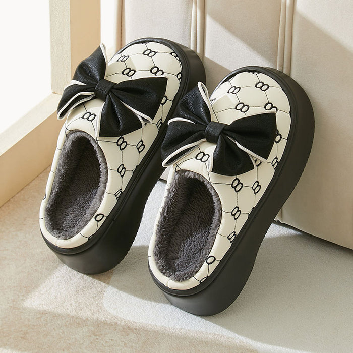 Wholesale Autumn and Winter Bow Cute Cotton Slippers