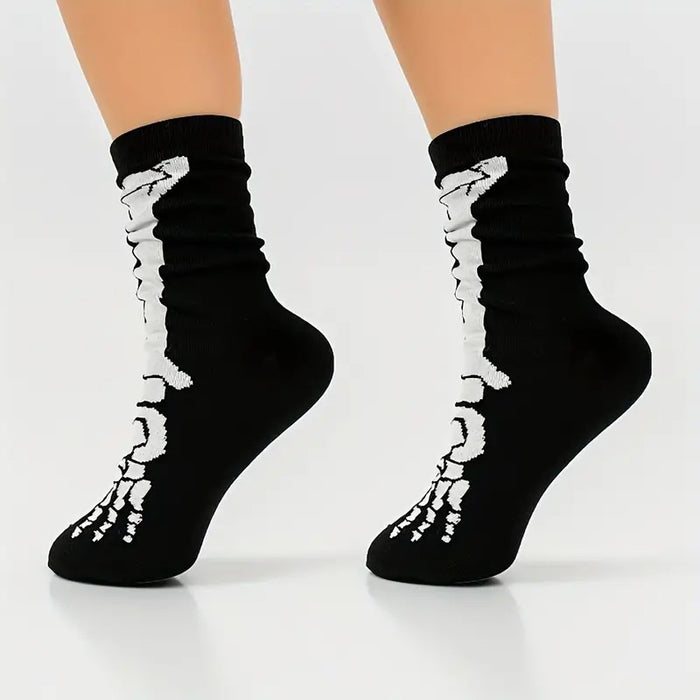 Wholesale  Skull Cartoon Printed Casual Socks for Men and Women Sweat Absorbing Autumn and Winter Mid-tube Socks