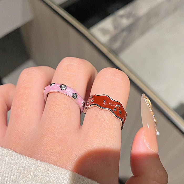 Wholesale Simple geometric flower ring, niche design, versatile ring bracelet