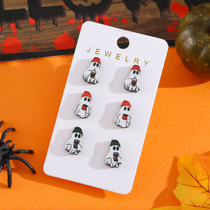 Wholesale  Coffee Ghost Earring Set Wooden  Party Earrings Earrings Holiday Gift